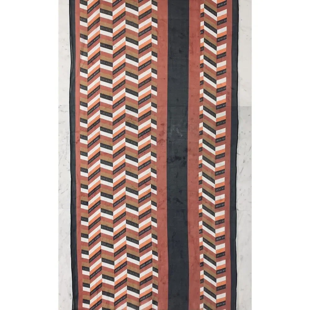HENRI BENDEL NEW YORK Chevron Oblong Chiffon Scarf 100% Silk 73”x20” Vintage EUC